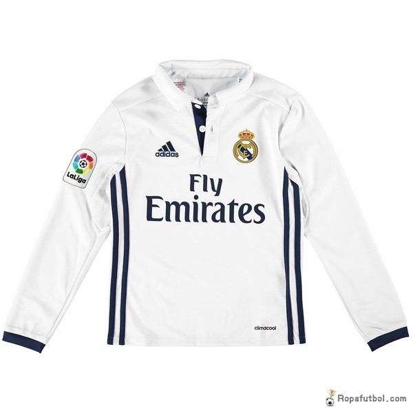 Camiseta Real Madrid Replica Primera Ropa ML Niños 2016/17 Blanco